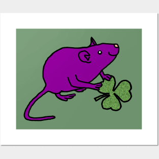 Purple Rat with Shamrock for St Patricks Day Posters and Art